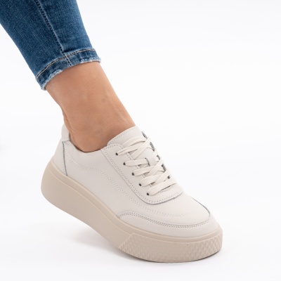 Pantofi Piele Naturala Talpa Comoda Bej F001-924