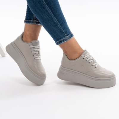Pantofi Piele Naturala Talpa Comoda Gri AN2528