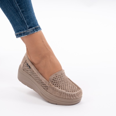 Pantofi Piele Naturala Talpa Comoda Kahki G10-A17