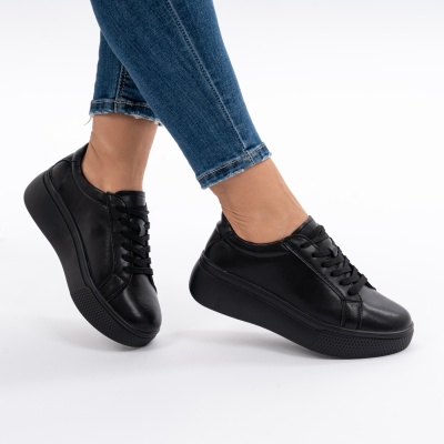 Pantofi Piele Naturala Talpa Comoda Negri F001-773
