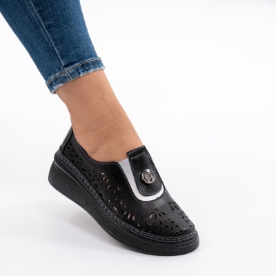 Pantofi Piele Naturala Talpa Comoda Negri JY6702