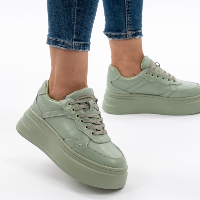 Pantofi Piele Naturala Talpa Comoda Verde AN2529