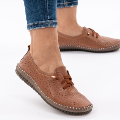 Pantofi Piele Naturala Talpa Flexibila AN222 Camel