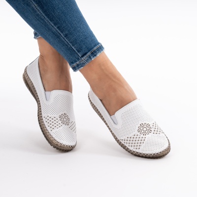 Pantofi Piele Naturala Talpa Flexibila AN223 Alb