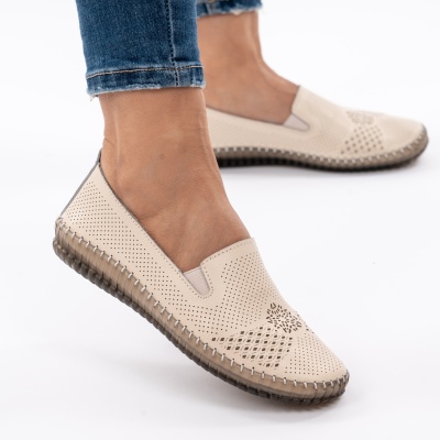Pantofi Piele Naturala Talpa Flexibila AN223 Bej
