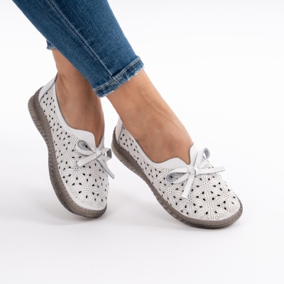 Pantofi Piele Naturala Talpa Flexibila AN666 Alb