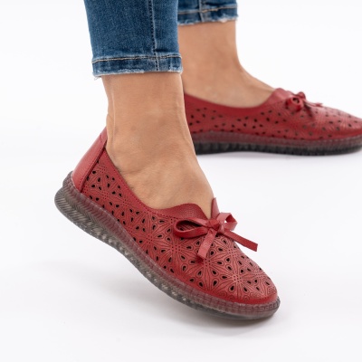 Pantofi Piele Naturala Talpa Flexibila AN666 Rosu
