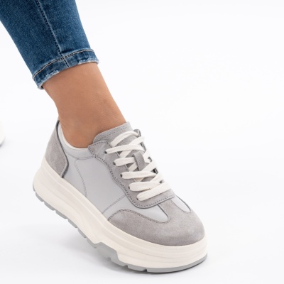 Pantofi Piele Naturala Talpa RELAX A03-1 Gri