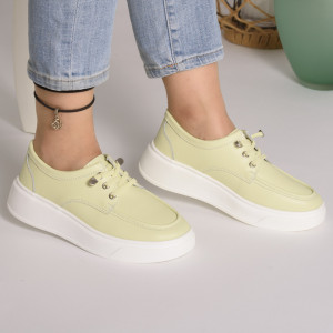 Pantofi Piele Naturala Verde A23146