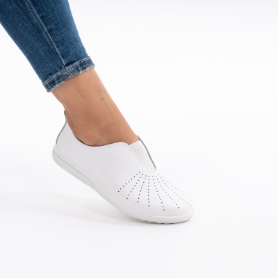 Pantofi Sport Piele Naturala 72-06 Alb