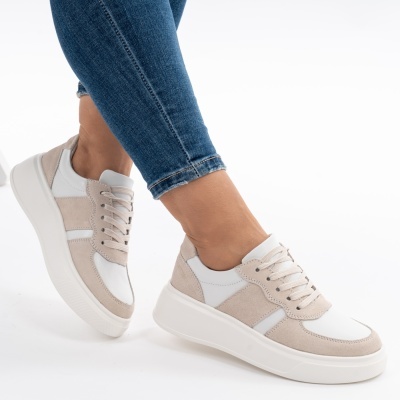 Pantofi Sport Piele Naturala Bej AN2310