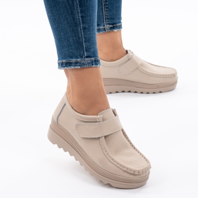 Pantofi Talpa Comoda Piele Naturala MM218 Bej