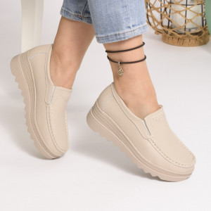 Pantofi Talpa Comoda Piele Naturala MM219 Bej