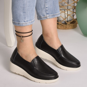 Pantofi Talpa Ortopedica Piele Naturala 3106 Negri