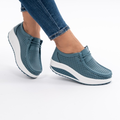 Pantofi Talpa Ortopedica Piele Naturala A525 Blue