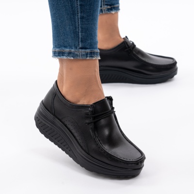 Pantofi Talpa Ortopedica Piele Naturala AN388 Negri