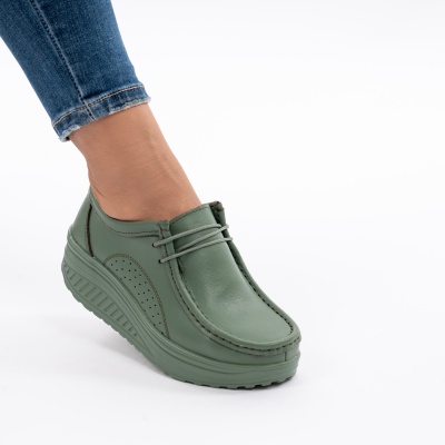 Pantofi Talpa Ortopedica Piele Naturala AN388 Verde