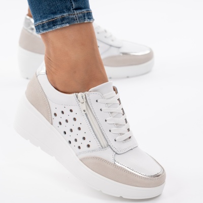 Pantofi Talpa Ortopedica Piele Naturala AN618-5 Alb