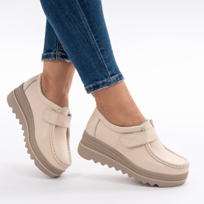 Pantofi Talpa Ortopedica Piele Naturala Bej  1-1150