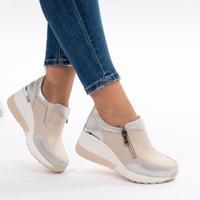 Pantofi Talpa Ortopedica Piele Naturala Bej ZT-06