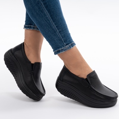 Pantofi Talpa Ortopedica Piele Naturala Black MM210