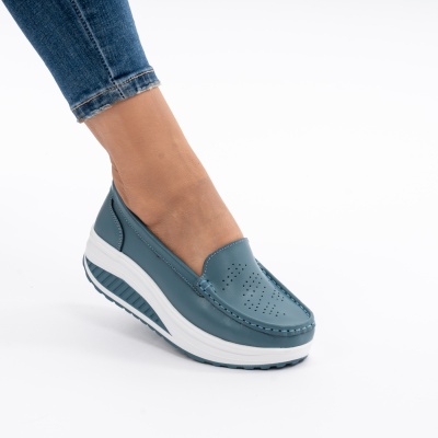 Pantofi Talpa Ortopedica Piele Naturala Blue A339