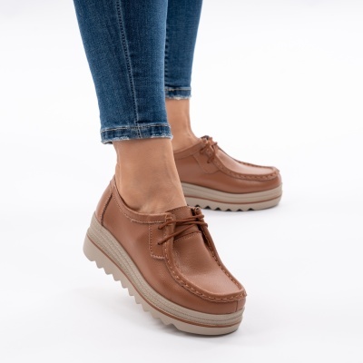 Pantofi Talpa Ortopedica Piele Naturala Camel 1-1151