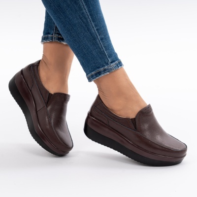 Pantofi Talpa Ortopedica Piele Naturala Maro 1158