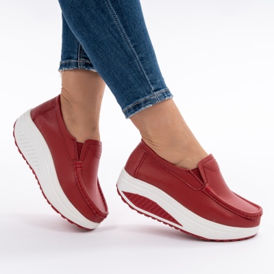 Pantofi Talpa Ortopedica Piele Naturala MM210 Rosu