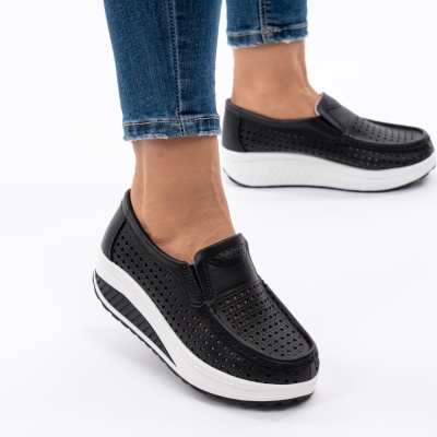 Pantofi Talpa Ortopedica Piele Naturala Negri A522