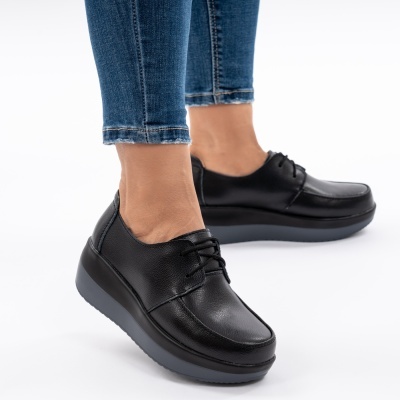 Pantofi Talpa Ortopedica Piele Naturala Negru 1168