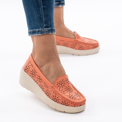 Pantofi Talpa Ortopedica Piele Naturala Orange AN3125