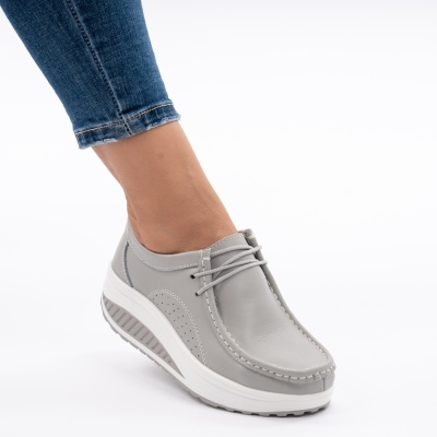 Pantofi Talpa Ortopedica Piele Naturala PL 42 Gri