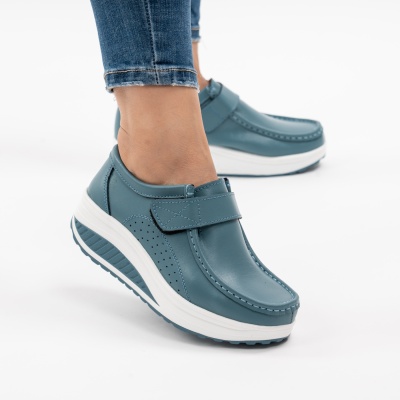 Pantofi Talpa Ortopedica Piele Naturala PL58 Blue