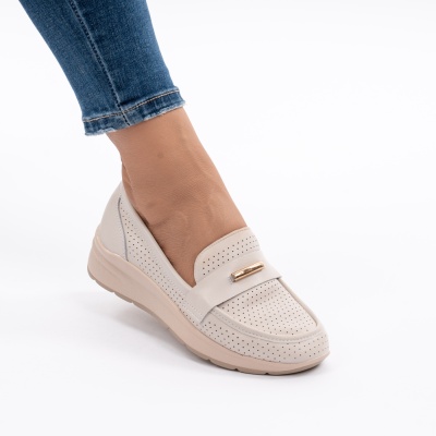 Pantofi Talpa Ortopedica Piele Naturala Q783 Bej