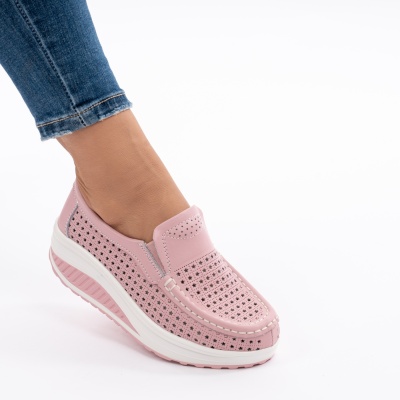 Pantofi Talpa Ortopedica Piele Naturala Roz A522