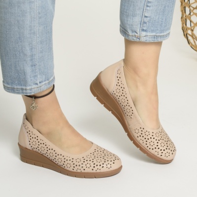 Pantofi Talpa Ortopedica Piele Naturala Roz F002-377