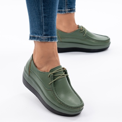 Pantofi Talpa Ortopedica Piele Naturala Verde 1136
