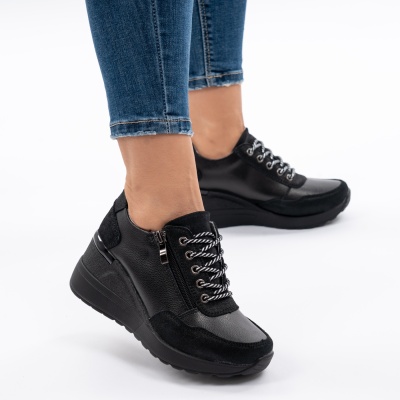 Pantofi Talpa Ortopedica Piele Naturala ZT-04 Negru