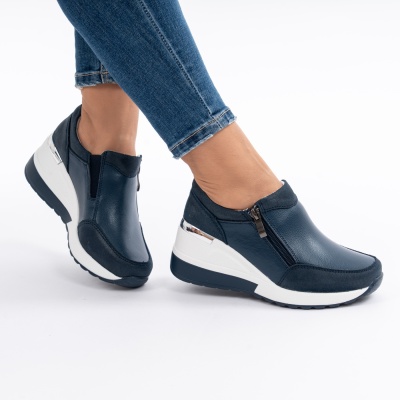 Pantofi Talpa Ortopedica Piele Naturala ZT-06 Albastri
