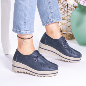 Pantofi Talpa Striată Piele Naturala Albstru MM 217