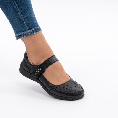 Pantofi Tip Sandale Piele Naturala Cu Bareta Negru F20-006