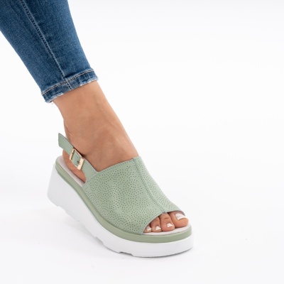 Pantofi Tip Sandale Piele Naturala Talpa Comoda AN111 Verde