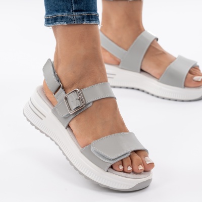 Pantofi Tip Sandale Piele Naturala Talpa Comoda AN122 Gri