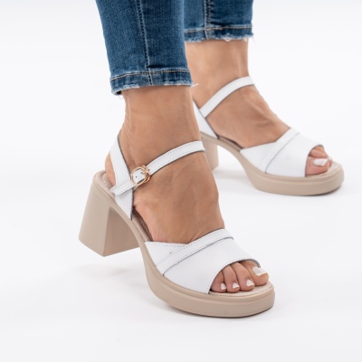 Pantofi Tip Sandale Piele Naturala Talpa Comoda AN2510-7 Alb 