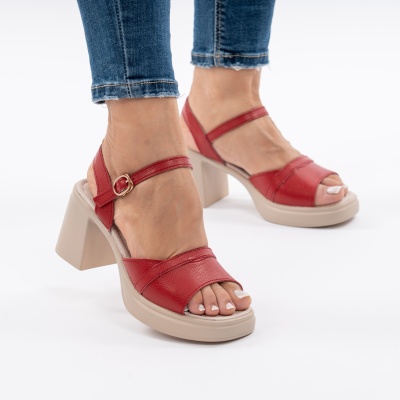 Pantofi Tip Sandale Piele Naturala Talpa Comoda AN2510-7 Roșu