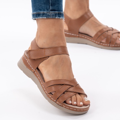 Pantofi Tip Sandale Piele Naturala Talpa Comoda AN2623-1 Camel