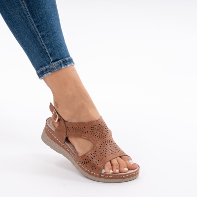 Pantofi Tip Sandale Piele Naturala Talpa Comoda AN2655 Camel