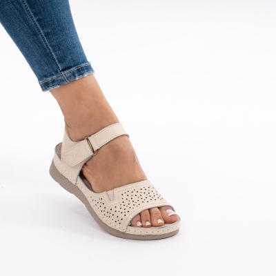 Pantofi Tip Sandale Piele Naturala Talpa Comoda AN2671-1 Bej