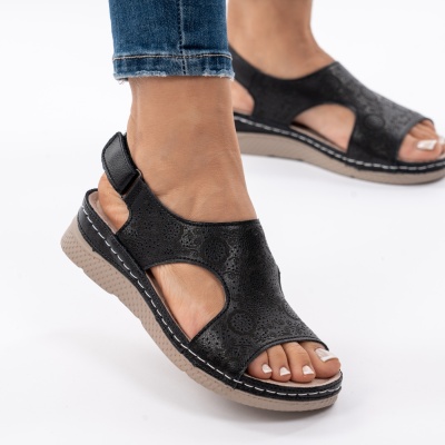 Pantofi Tip Sandale Piele Naturala Talpa Comoda AN2678-1 Negru